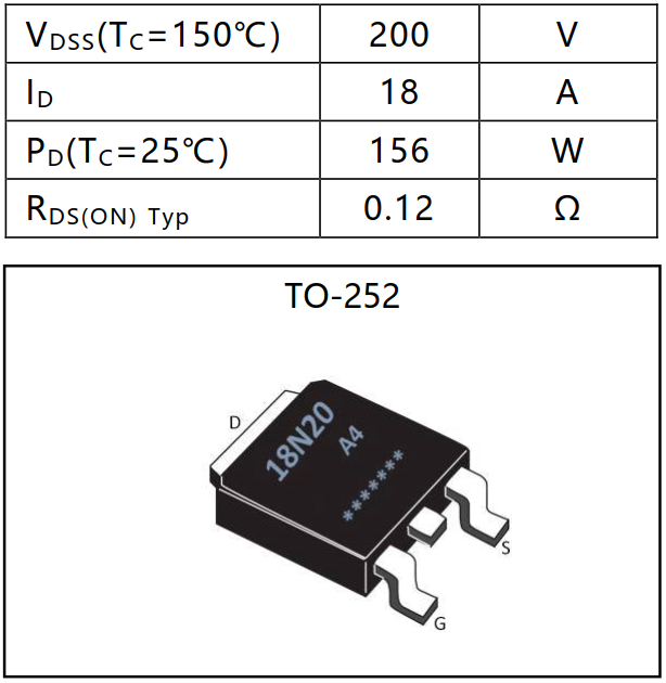 N溝道增強(qiáng)型18A/200V MOSFET