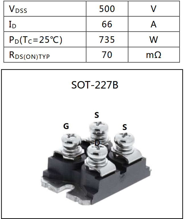 海飛樂技術(shù)500V 66A功率MOSFET模塊參數(shù)